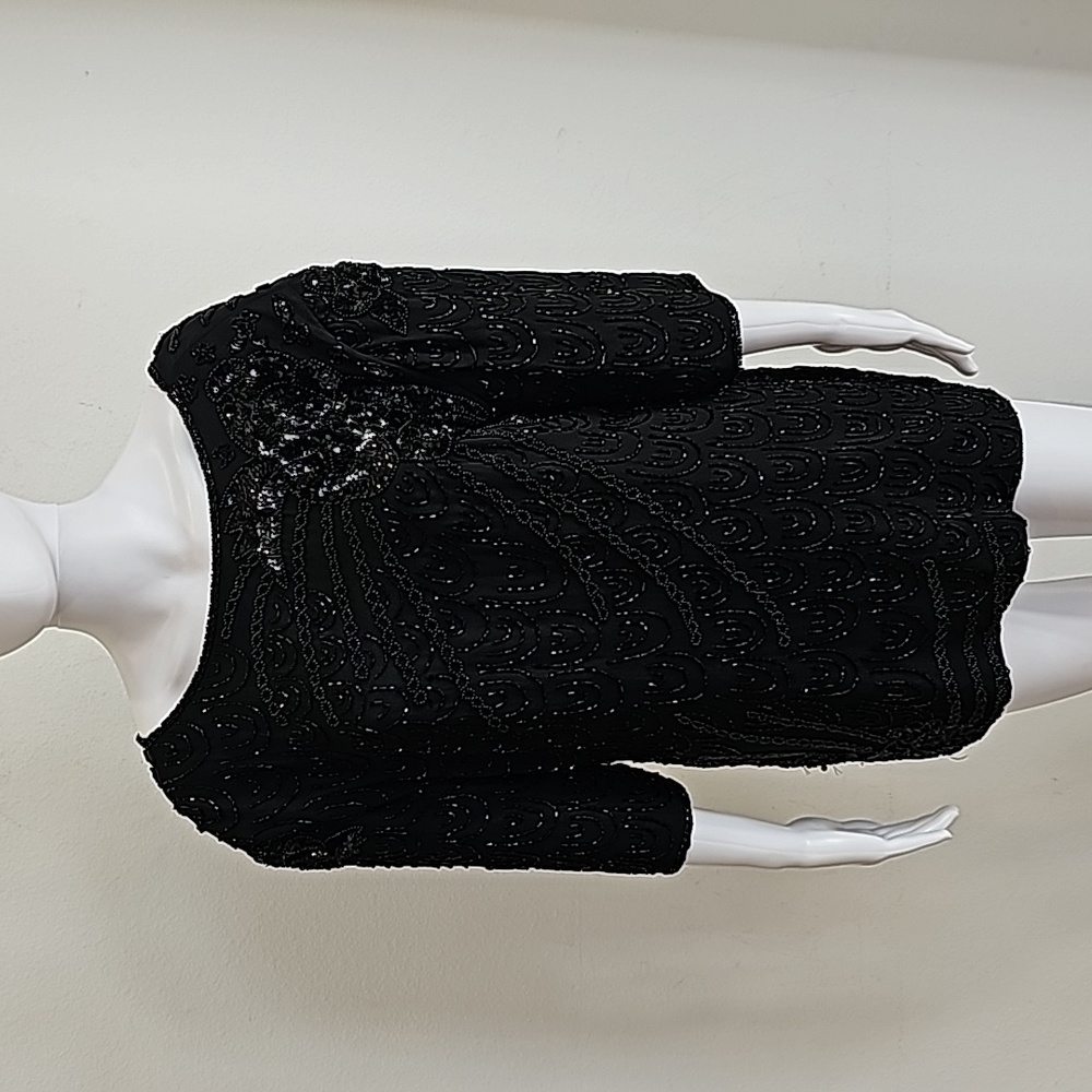 Mani Black Silk Sequin Evening top Size L (46)